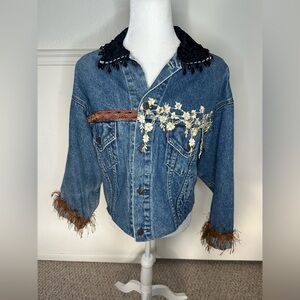 Vintage Levi's Classic Bee details Jean fringe Jacket with Embellishments size M